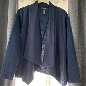 Style & Co blue cardigan navy blue knit and faux suede size small